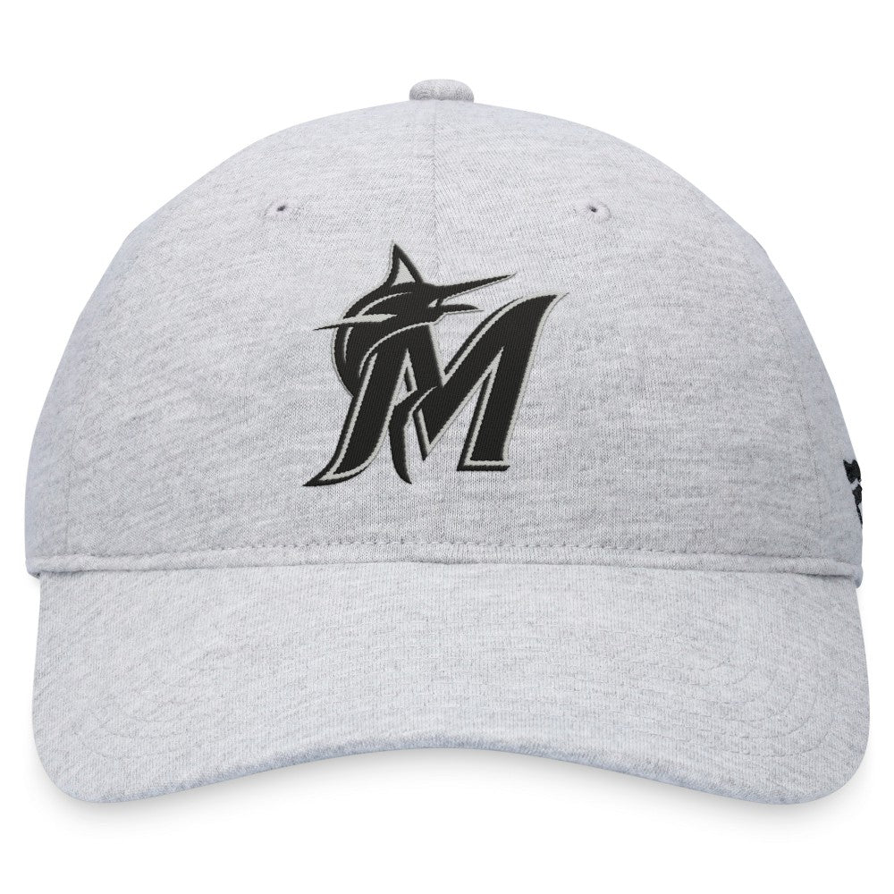 Gray Miami Marlins Fanatics Logo Adjustable Hat