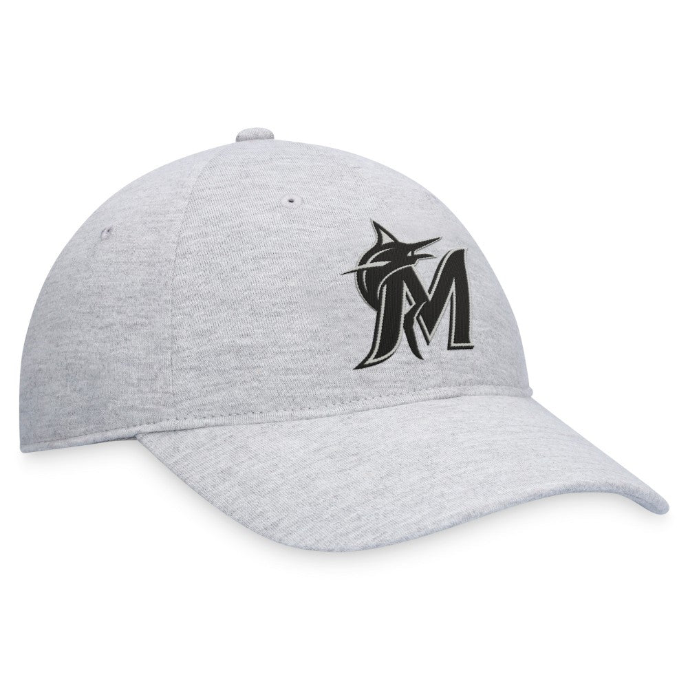 Gray Miami Marlins Fanatics Logo Adjustable Hat