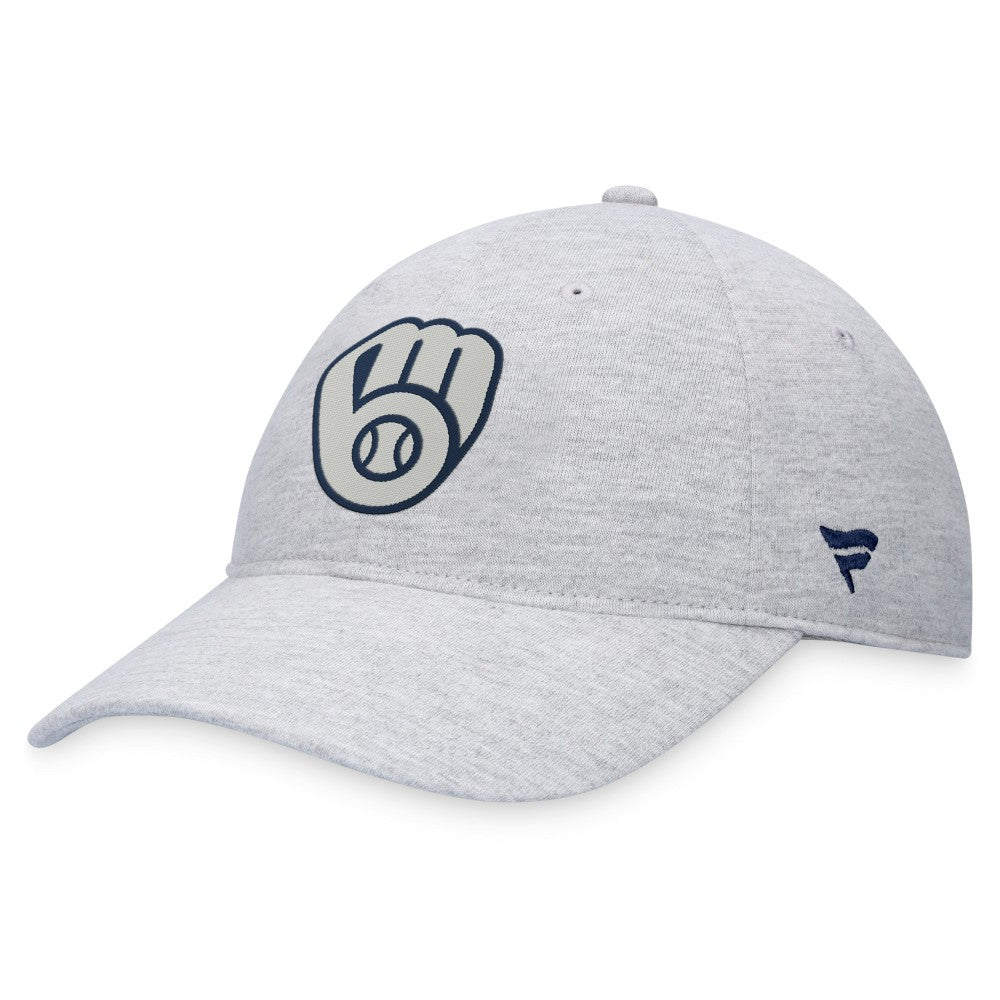 Gray Milwaukee Brewers Fanatics Logo Adjustable Hat