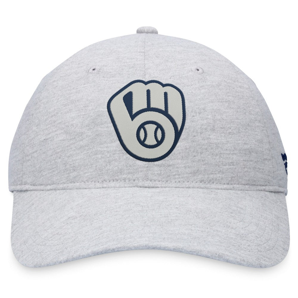 Gray Milwaukee Brewers Fanatics Logo Adjustable Hat