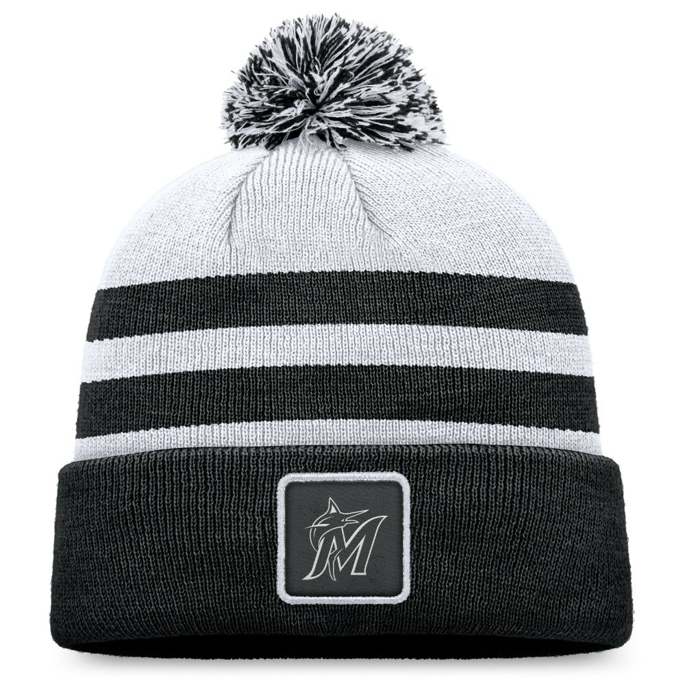 Gray Miami Marlins Fanatics Cuffed Knit Hat with Pom