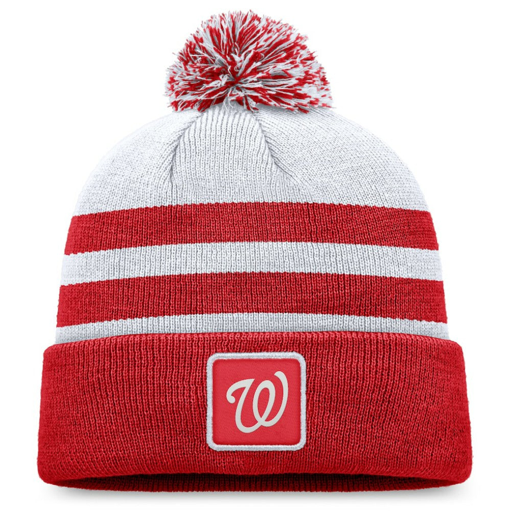Gray Washington Nationals Fanatics Cuffed Knit Hat with Pom