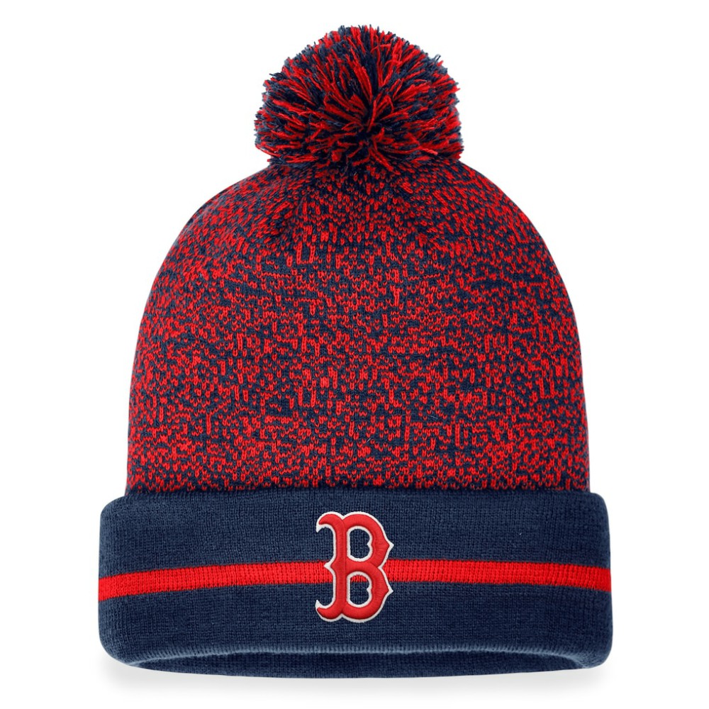 Navy/Red Boston Red Sox Fanatics Space-Dye Cuffed Knit Hat with Pom