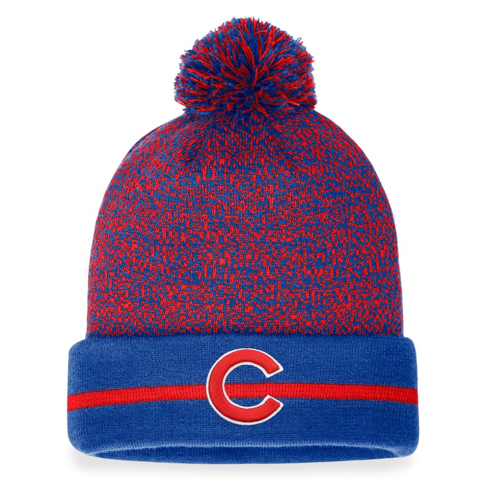 Royal/Red Chicago Cubs Fanatics Space-Dye Cuffed Knit Hat with Pom