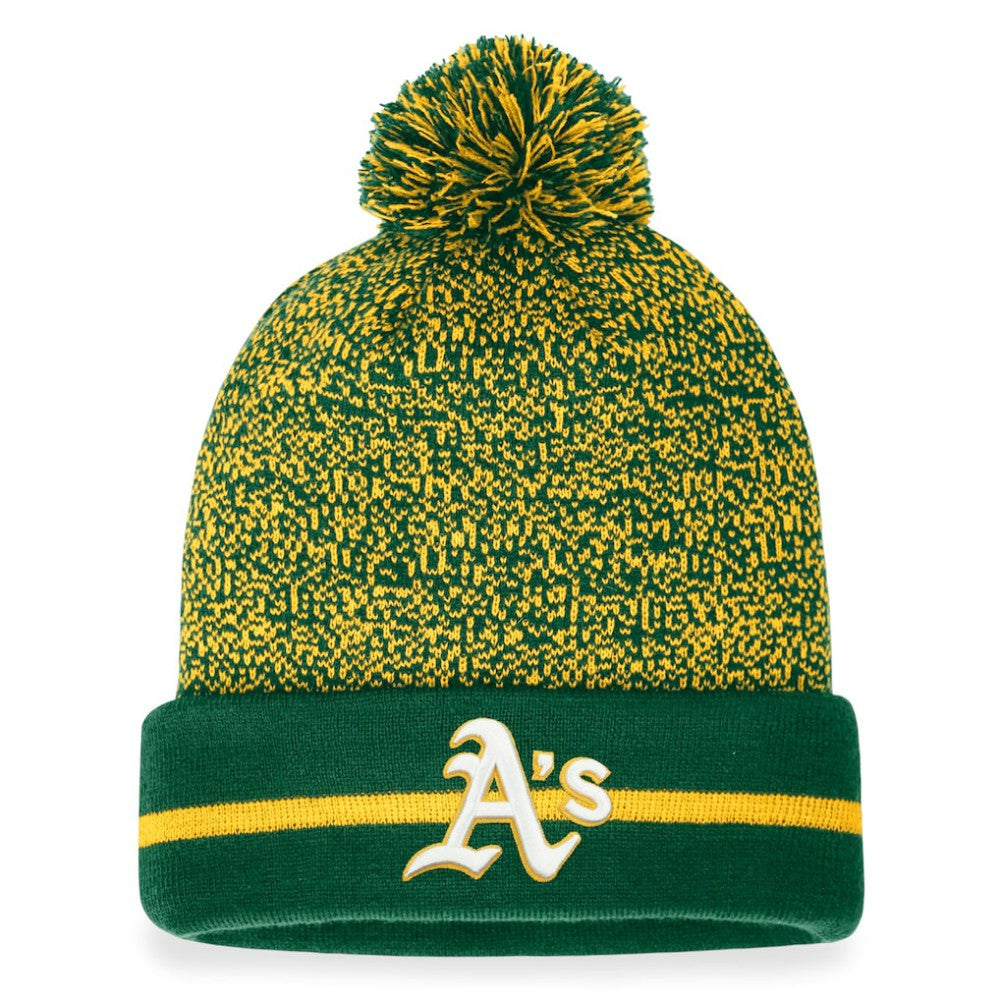 Green/Gold Athletics Fanatics Space-Dye Cuffed Knit Hat with Pom