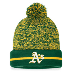 Green/Gold Athletics Fanatics Space-Dye Cuffed Knit Hat with Pom