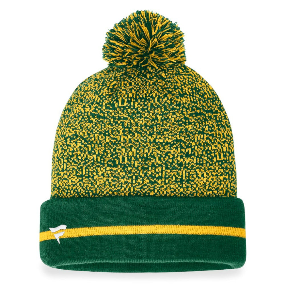 Green/Gold Athletics Fanatics Space-Dye Cuffed Knit Hat with Pom