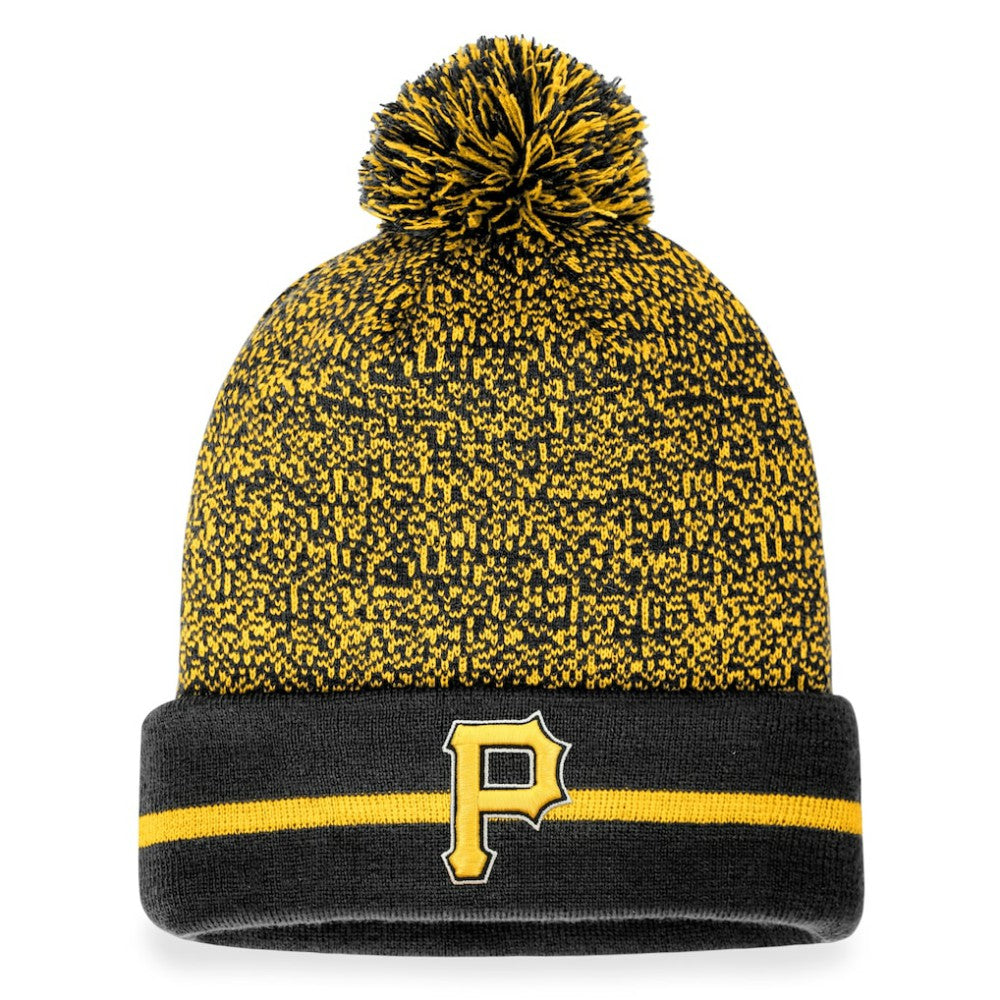 Black/Gold Pittsburgh Pirates Fanatics Space-Dye Cuffed Knit Hat with Pom