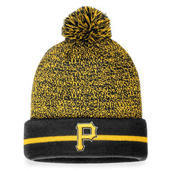 Black/Gold Pittsburgh Pirates Fanatics Space-Dye Cuffed Knit Hat with Pom