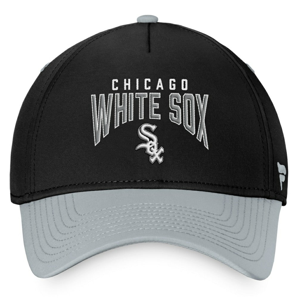 Black/Gray Chicago White Sox Fanatics Stacked Logo Flex Hat