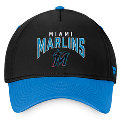 Black/Blue Miami Marlins Fanatics Stacked Logo Flex Hat