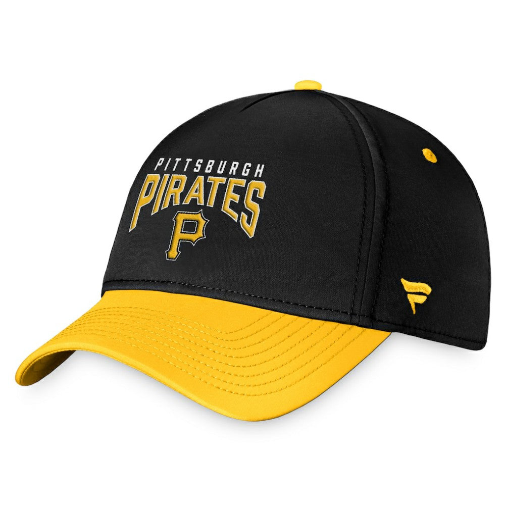 Black/Yellow Pittsburgh Pirates Fanatics Stacked Logo Flex Hat