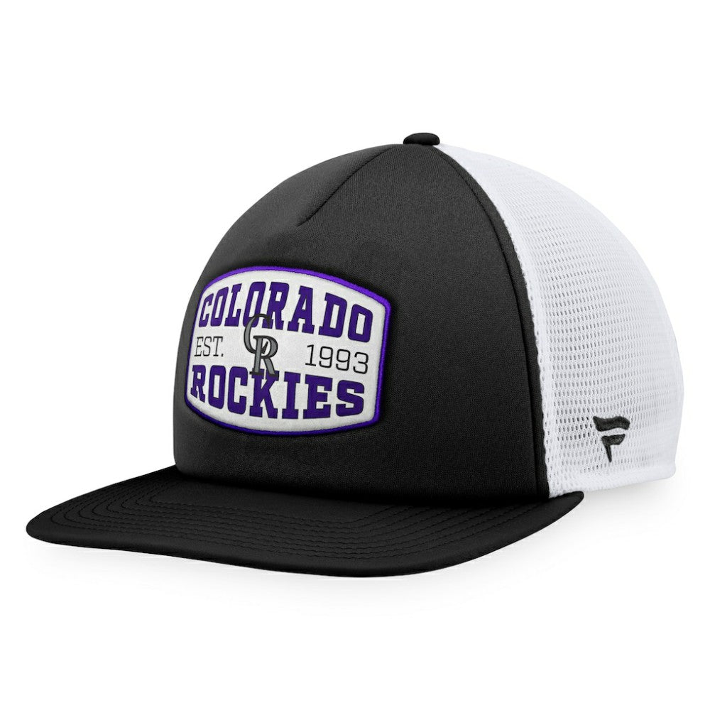Black Colorado Rockies Fanatics Foam Front Patch Trucker Snapback Hat