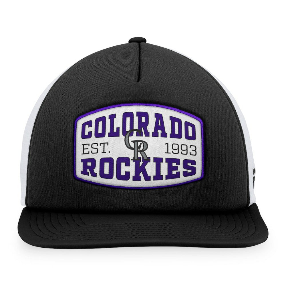 Black Colorado Rockies Fanatics Foam Front Patch Trucker Snapback Hat