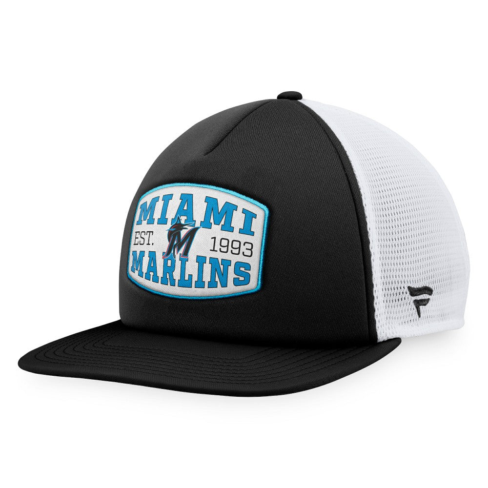 Black Miami Marlins Fanatics Foam Front Patch Trucker Snapback Hat