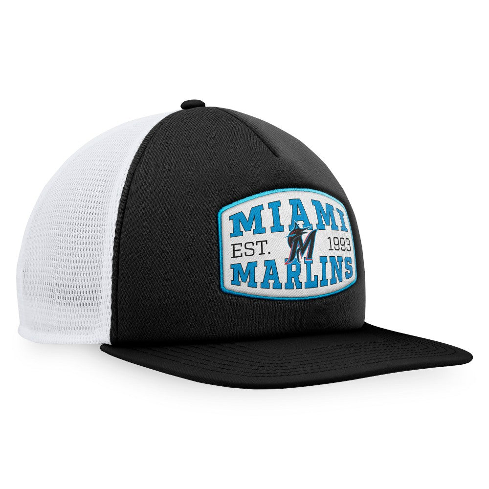 Black Miami Marlins Fanatics Foam Front Patch Trucker Snapback Hat