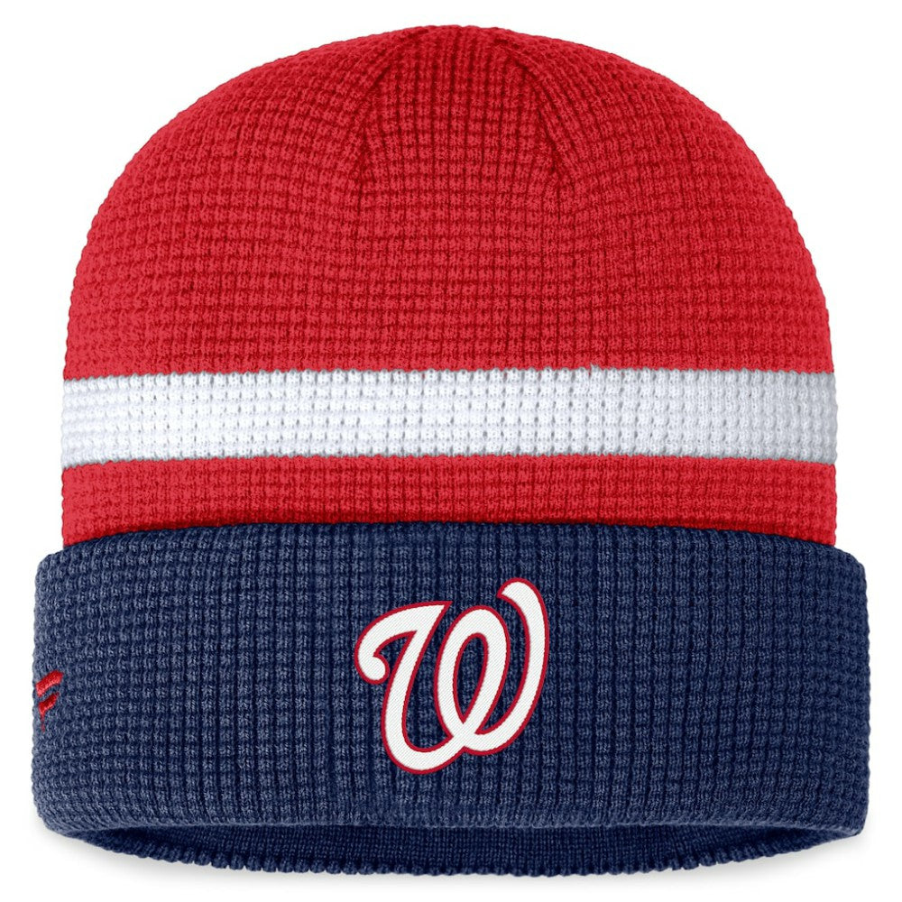 Red Washington Nationals Fanatics Waffle Cuffed Knit Hat