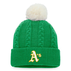 Kelly Green Athletics Fanatics Women's Cable Cuffed Knit Hat with Pom