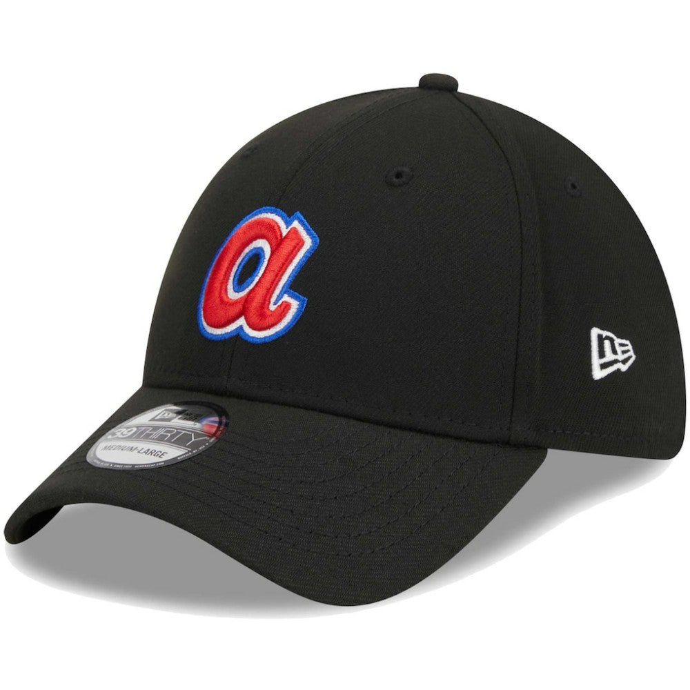 Black Atlanta Braves New Era Logo 39THIRTY Flex Hat