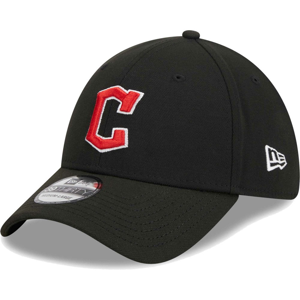 Black Cleveland Guardians New Era Logo 39THIRTY Flex Hat
