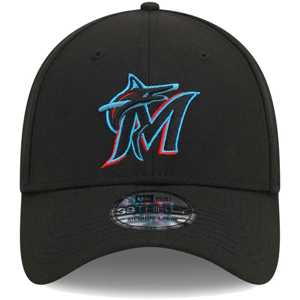 Black Miami Marlins New Era Logo 39THIRTY Flex Hat