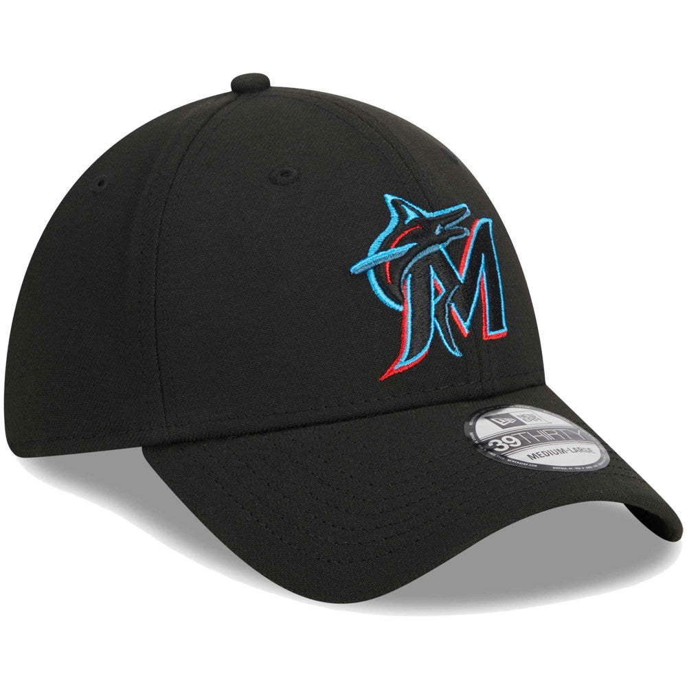 Black Miami Marlins New Era Logo 39THIRTY Flex Hat