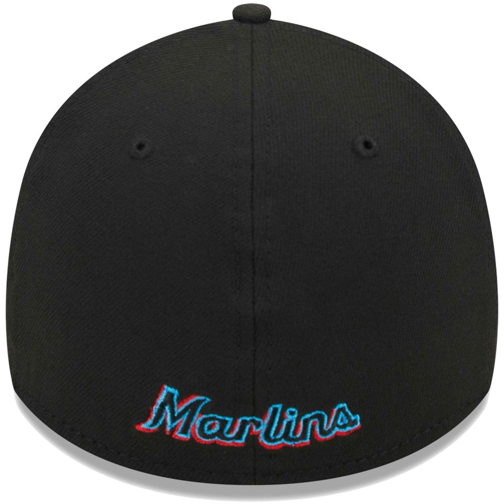 Black Miami Marlins New Era Logo 39THIRTY Flex Hat