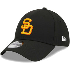 Black San Diego Padres New Era Logo 39THIRTY Flex Hat