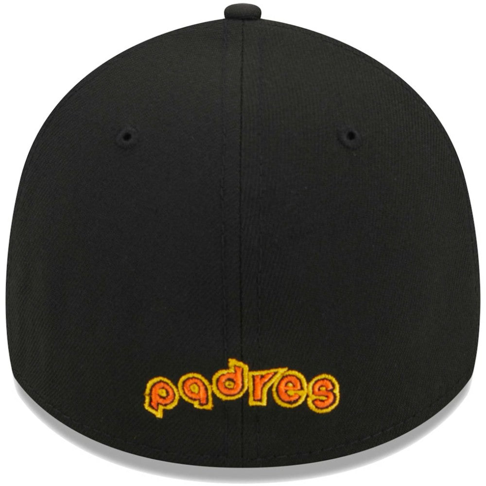Black San Diego Padres New Era Logo 39THIRTY Flex Hat