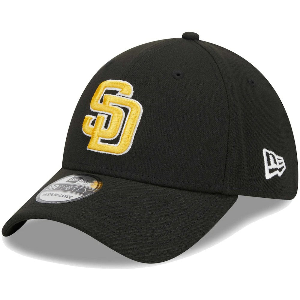 Black San Diego Padres New Era Logo 39THIRTY Flex Hat