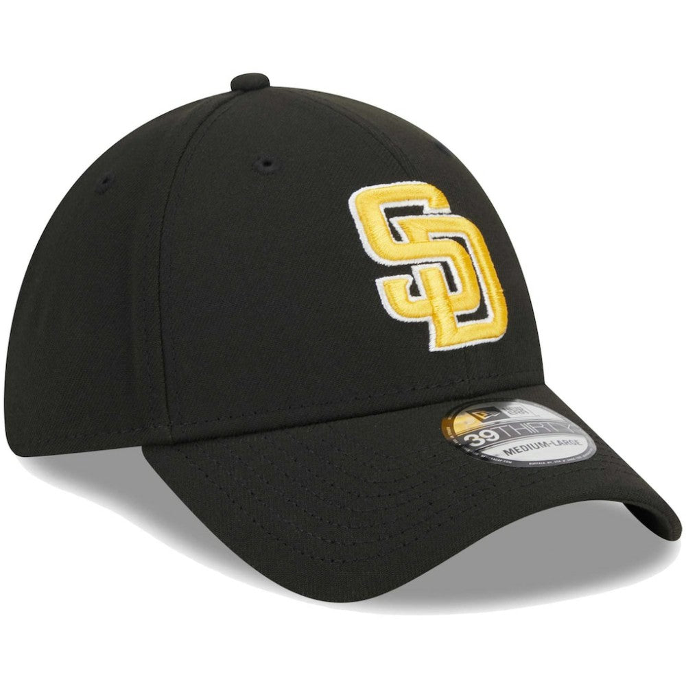 Black San Diego Padres New Era Logo 39THIRTY Flex Hat