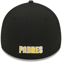 Black San Diego Padres New Era Logo 39THIRTY Flex Hat