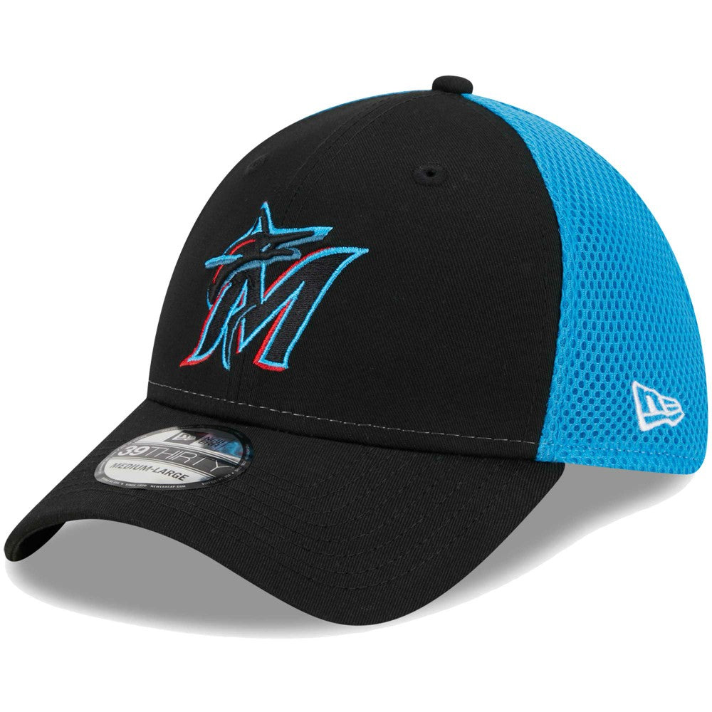 Black Miami Marlins New Era Team Neo 39THIRTY Flex Hat