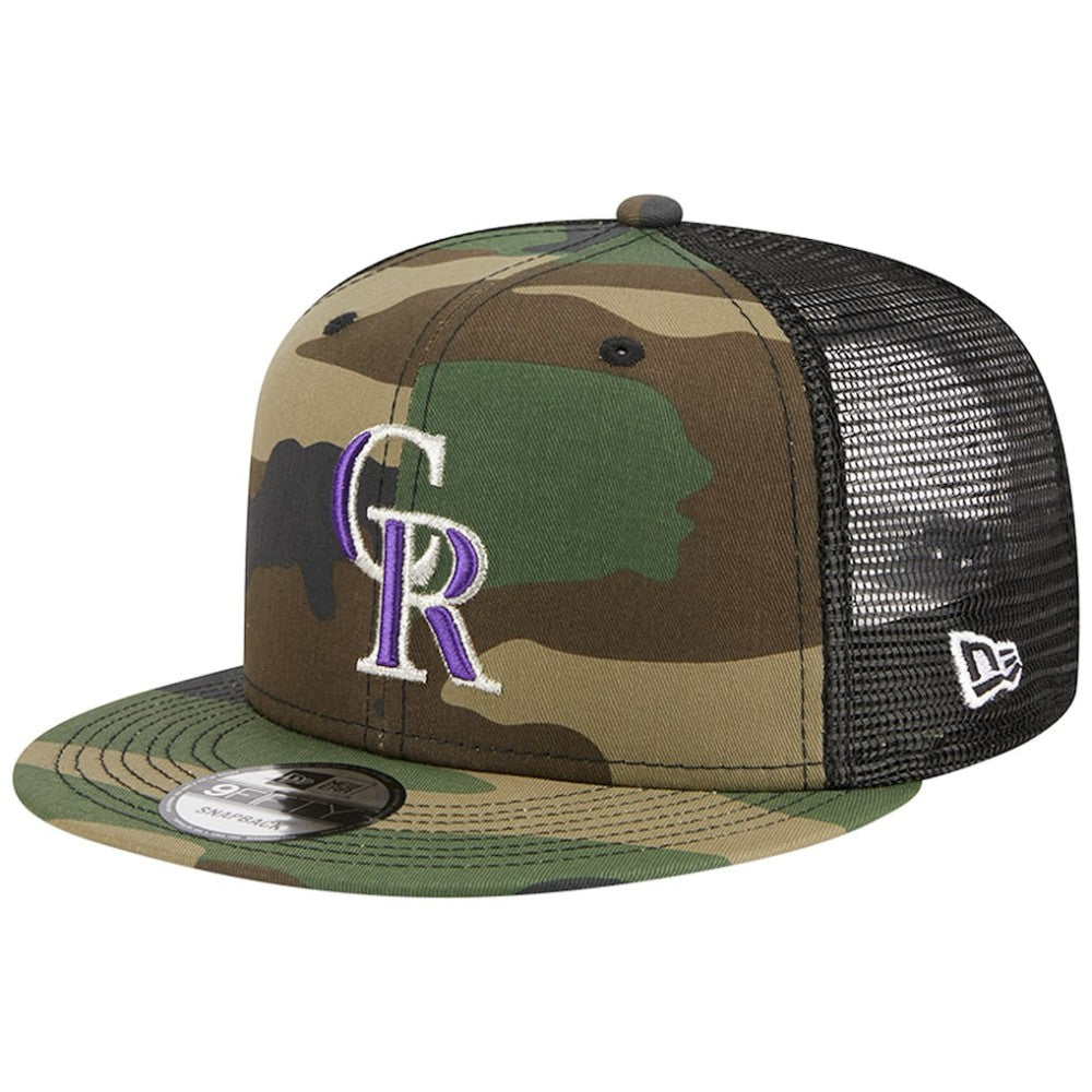 Camo Colorado Rockies New Era Woodland Camo Trucker 9FIFTY Snapback Hat
