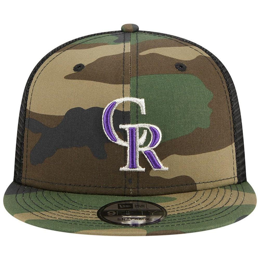 Camo Colorado Rockies New Era Woodland Camo Trucker 9FIFTY Snapback Hat