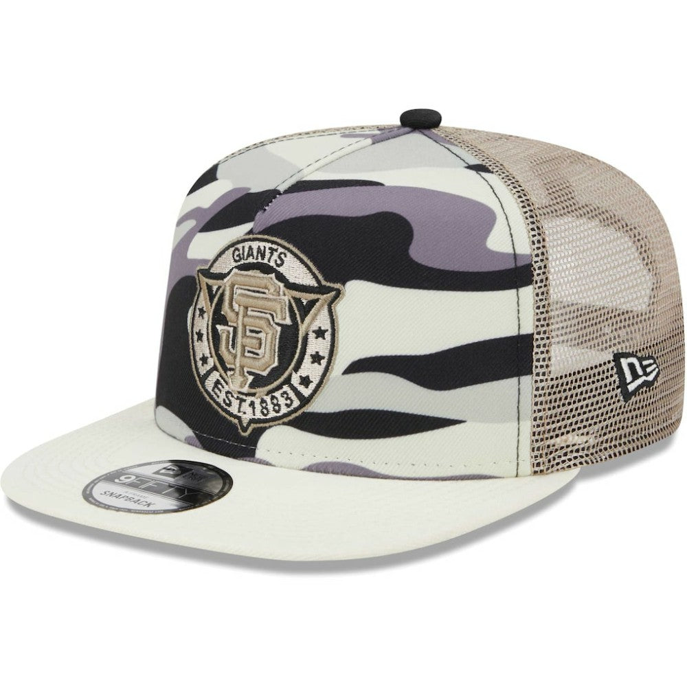 White San Francisco Giants New Era Chrome Camo A-Frame 9FIFTY Trucker Snapback Hat