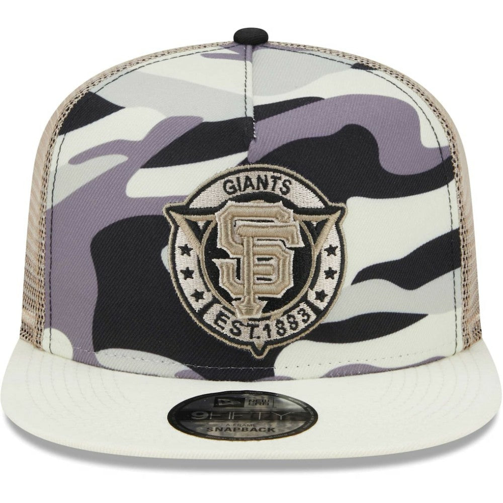 White San Francisco Giants New Era Chrome Camo A-Frame 9FIFTY Trucker Snapback Hat