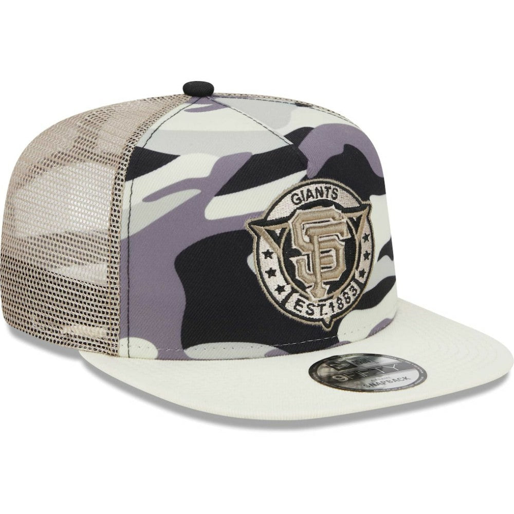 White San Francisco Giants New Era Chrome Camo A-Frame 9FIFTY Trucker Snapback Hat