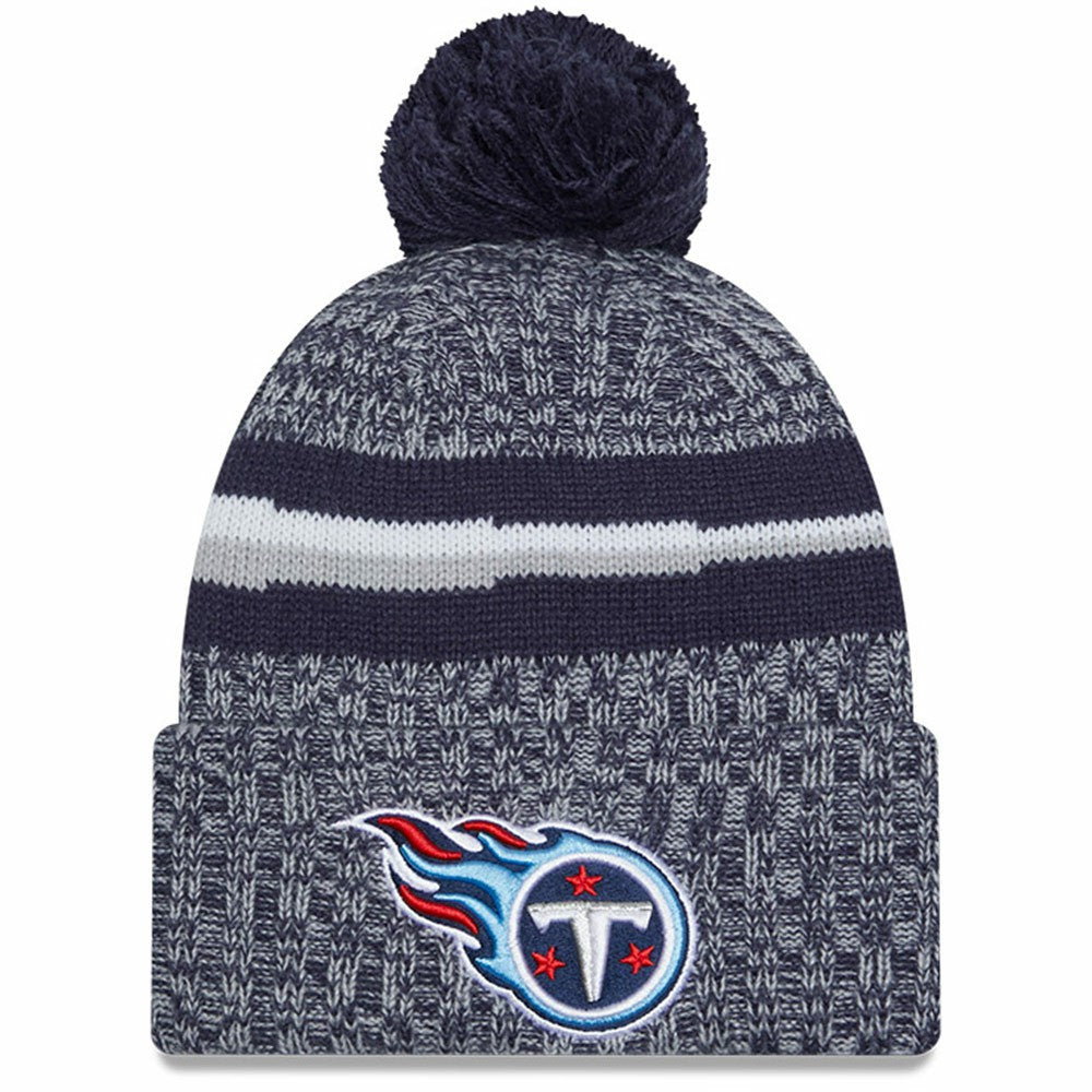 Youth 2023 Sideline Cuffed Knit Hat With Pom - Tennessee Titans Hats