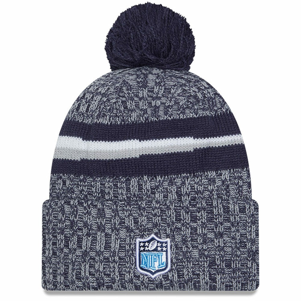 Youth 2023 Sideline Cuffed Knit Hat With Pom - Tennessee Titans Hats