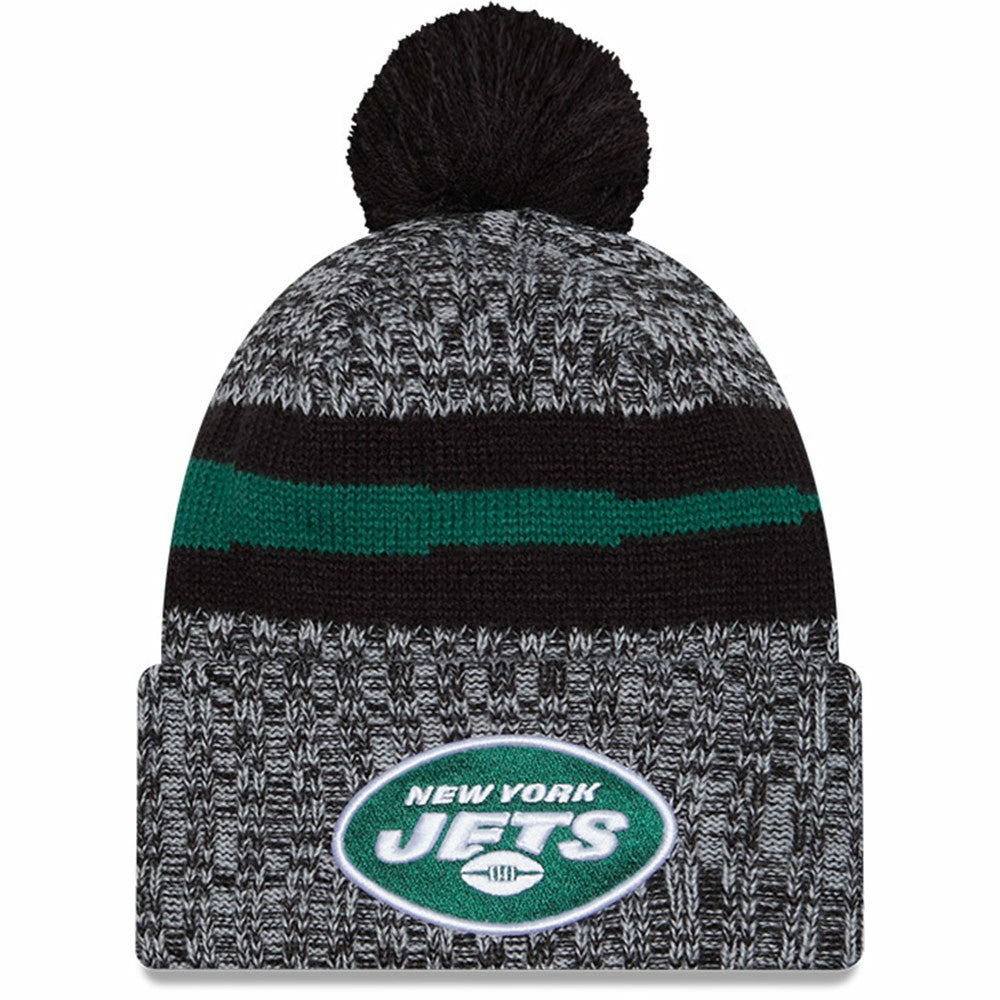 2023 Sideline Cuffed Knit Hat With Pom - New York Jets Hats