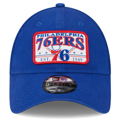 New Era Philadelphia 76ers Plate Oversized Patch Trucker 9FORTY Adjustable Hat