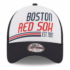 White/Navy Boston Red Sox New Era Stacked A-Frame Trucker 9FORTY Adjustable Hat