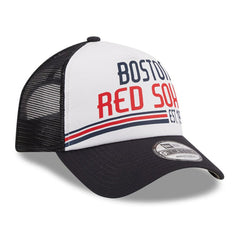 White/Navy Boston Red Sox New Era Stacked A-Frame Trucker 9FORTY Adjustable Hat