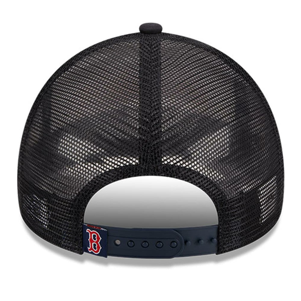 White/Navy Boston Red Sox New Era Stacked A-Frame Trucker 9FORTY Adjustable Hat