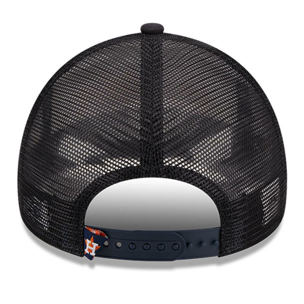 White/Navy Houston Astros New Era Stacked A-Frame Trucker 9FORTY Adjustable Hat