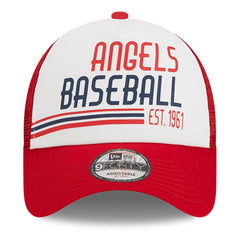 White/Red Los Angeles Angels New Era Stacked A-Frame Trucker 9FORTY Adjustable Hat