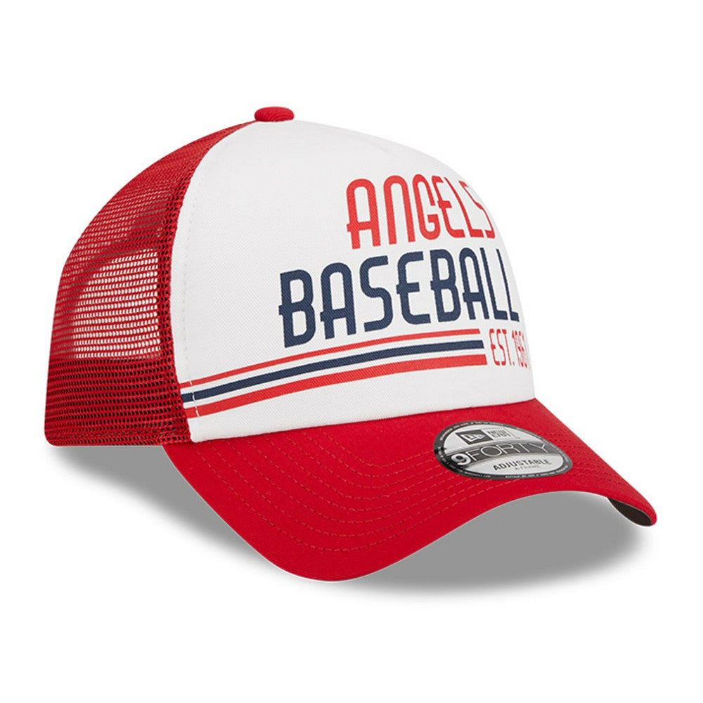 White/Red Los Angeles Angels New Era Stacked A-Frame Trucker 9FORTY Adjustable Hat