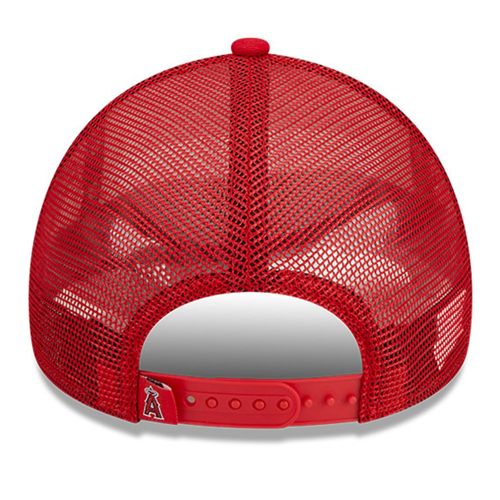 White/Red Los Angeles Angels New Era Stacked A-Frame Trucker 9FORTY Adjustable Hat