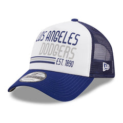 White/Royal Los Angeles Dodgers New Era Stacked A-Frame Trucker 9FORTY Adjustable Hat